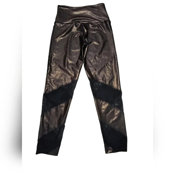 PINK Victoria's Secret Pants - PINK Victoria's Secret Ultimate Bronze Metallic Mesh Athletic Yoga Leggings, S